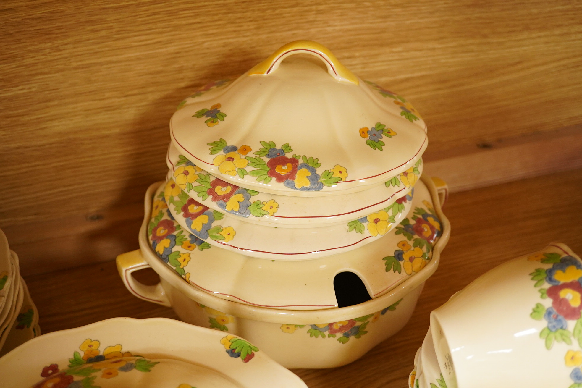 A Royal Doulton Minden part dinner service to include service to include tureens, cups and saucers and jugs